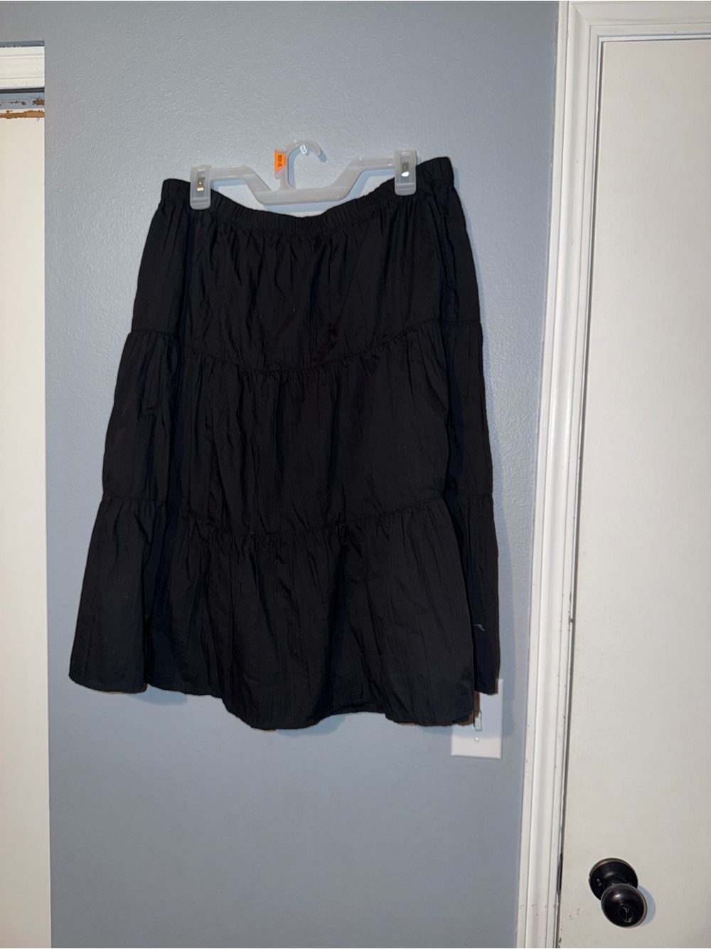 Women's Black Tiered A-Line Skirt with Elastic Waist